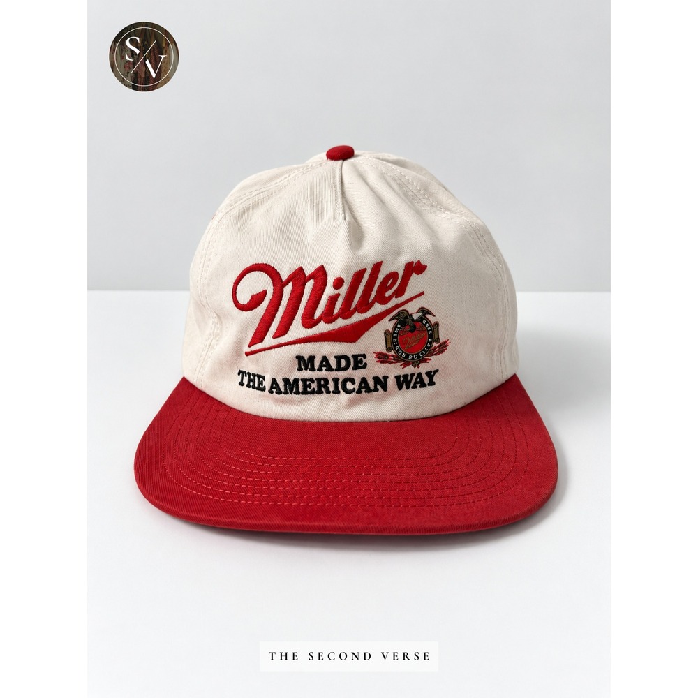Miller High Life Hat White Red Adjustable Baseball Cap Retro 90s Dad Hat Classic